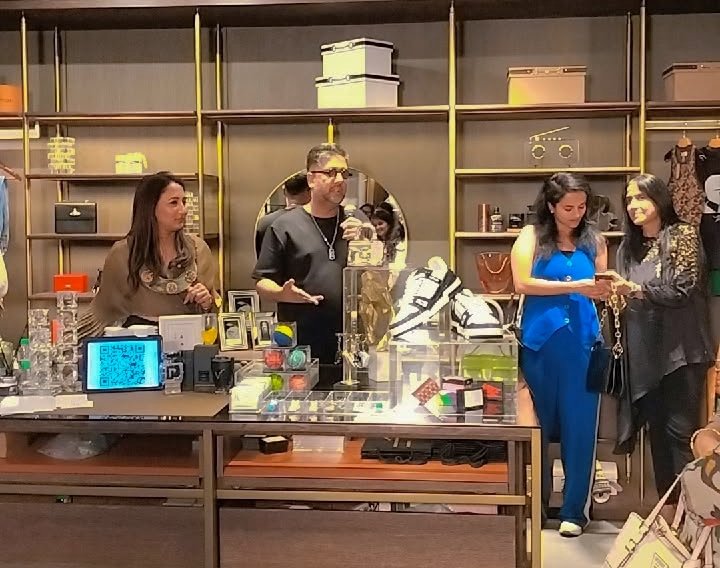 Curated Corridors at The Colosseum showcasing luxury pop-up by Hypekicks with Rishi presenting exclusive sneakers, accessories, and fashion collectibles to guests in Hyderabad