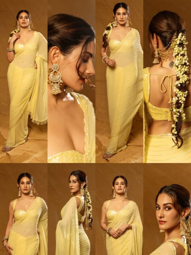 Amyra Dastur Radiates Elegance in a Bright Yellow Saree – A Perfect Blend of Grace and Glamour