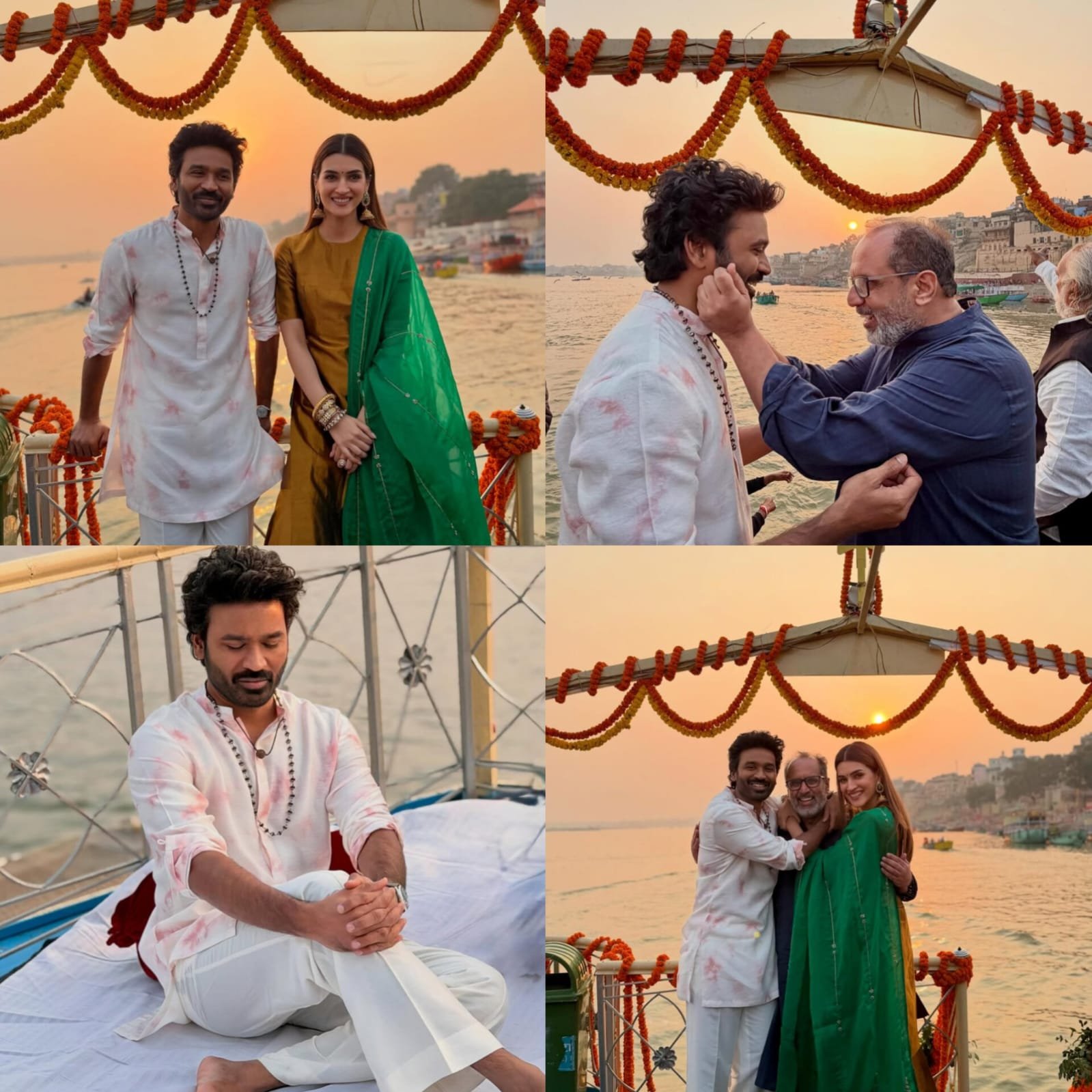 Dhanush and Kriti Sanon Seek Blessings at Varanasi’s Iconic Ganga Ghat