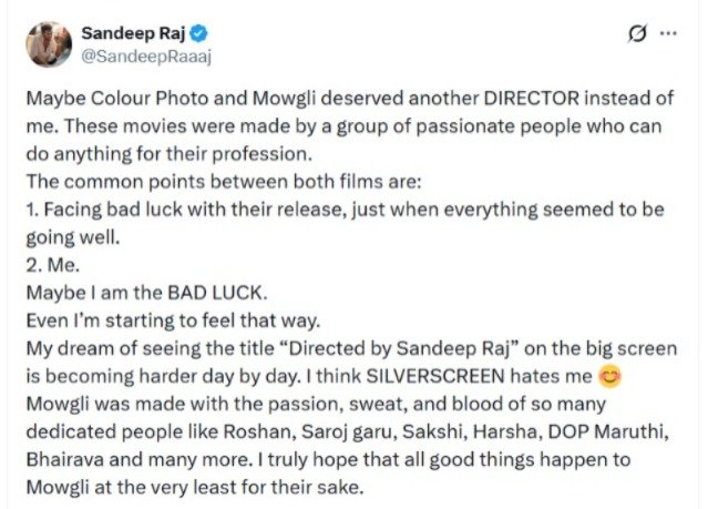 Sandeep Raj tweet Mowgli