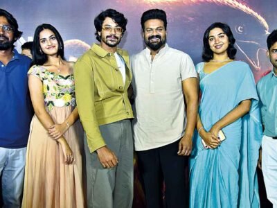 Left to Right => Director: Ram Nandhan l Heroine l Rayancha Kokkura l Hero Meghamsh Srihari k Manoj Manchu l Shivathmika Rajashekar l Producer Kondaru Venkatesh